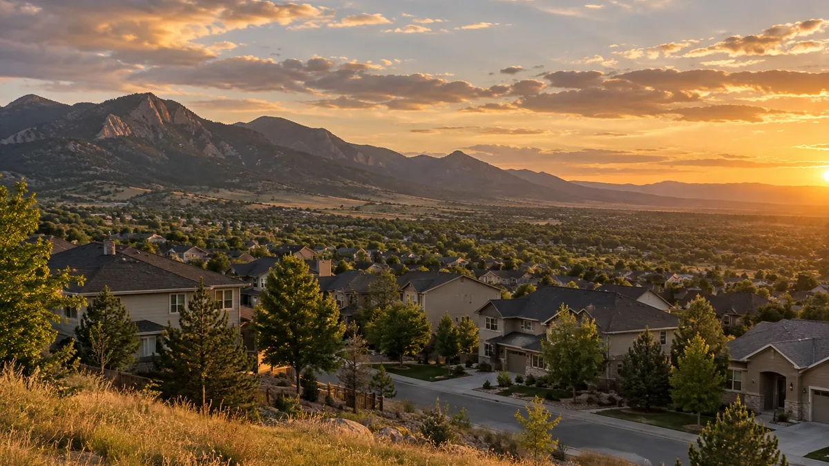 Arvada, Colorado with the front range foothills to the west