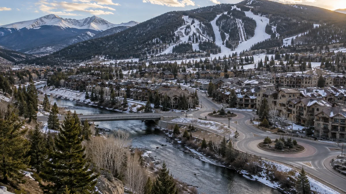 Avon, Colorado in the Eagle River valley below Beaver Creek