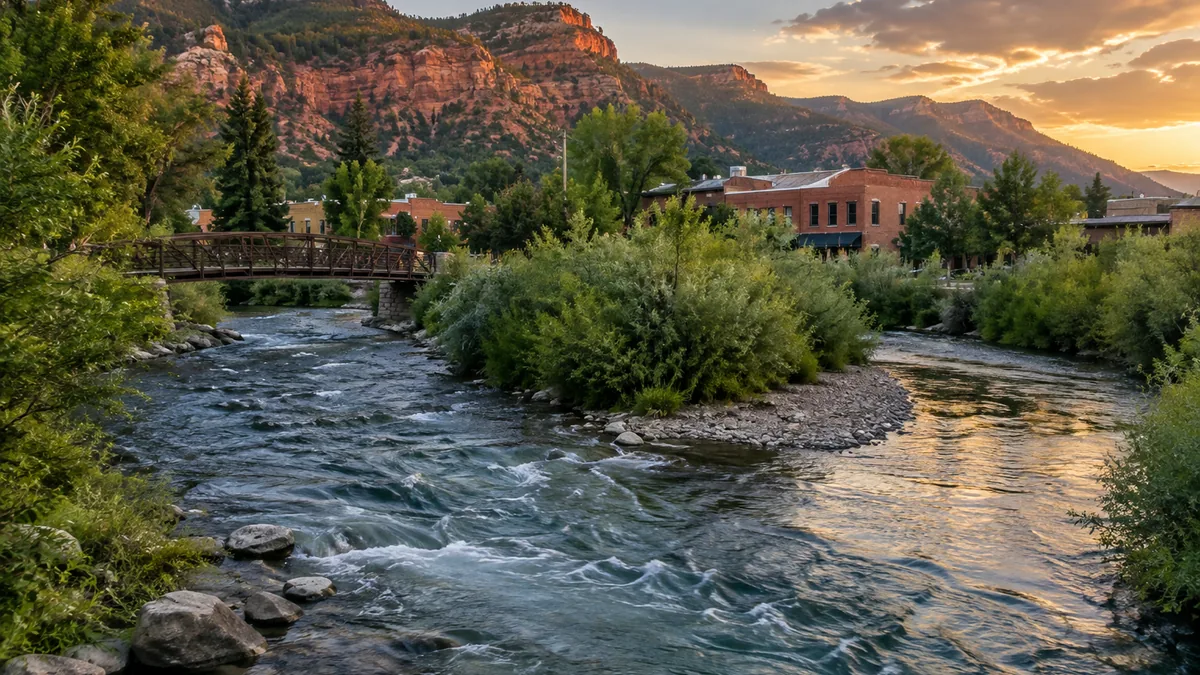 The confluence of the Frying Pan and Roaring Fork rivers at Basalt, Colorado