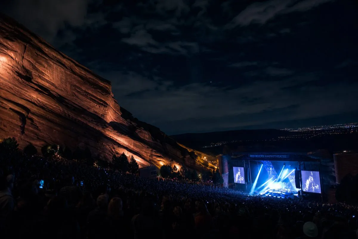 Red Rocks Amphitheatre at night before a show — Arion chauffeured transportation