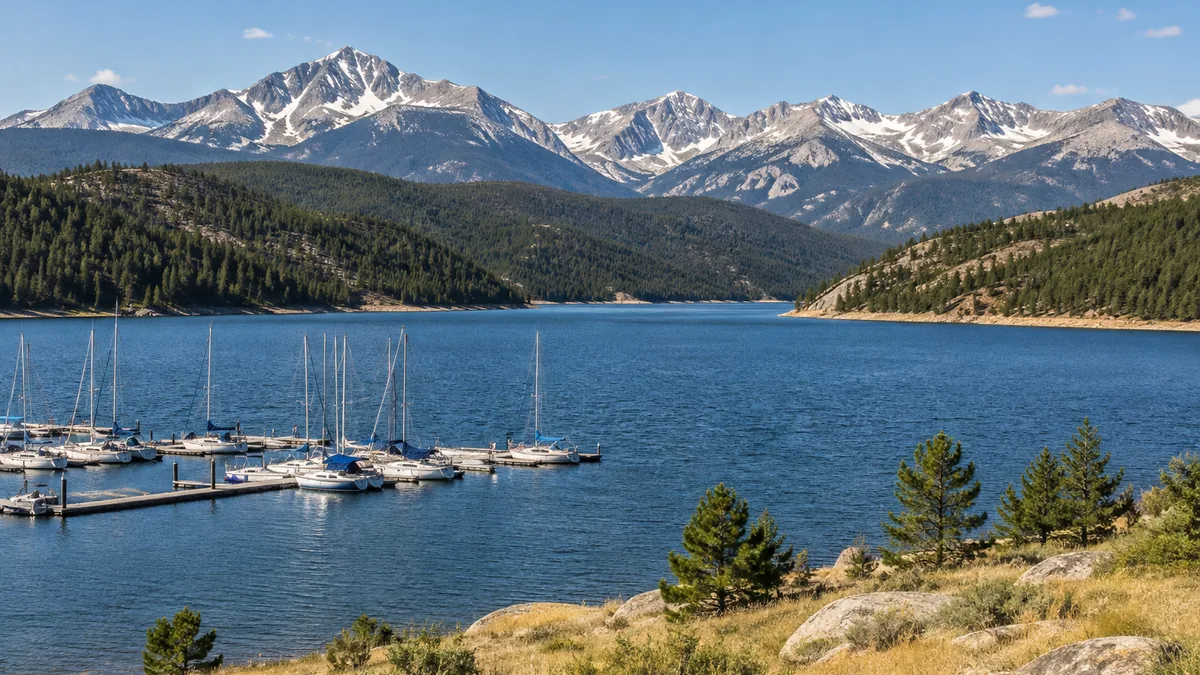 Sailboats at the marina on Dillon Reservoir, Colorado