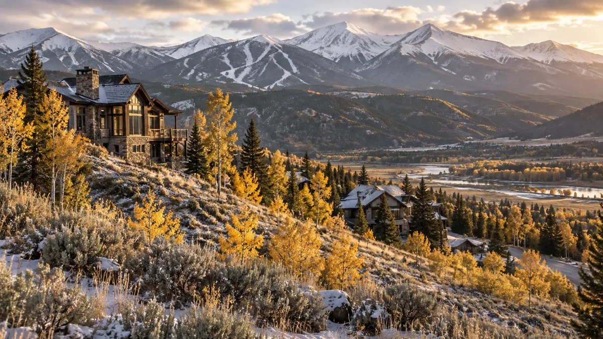 Homes on the hillsides of the lower Vail valley, Colorado