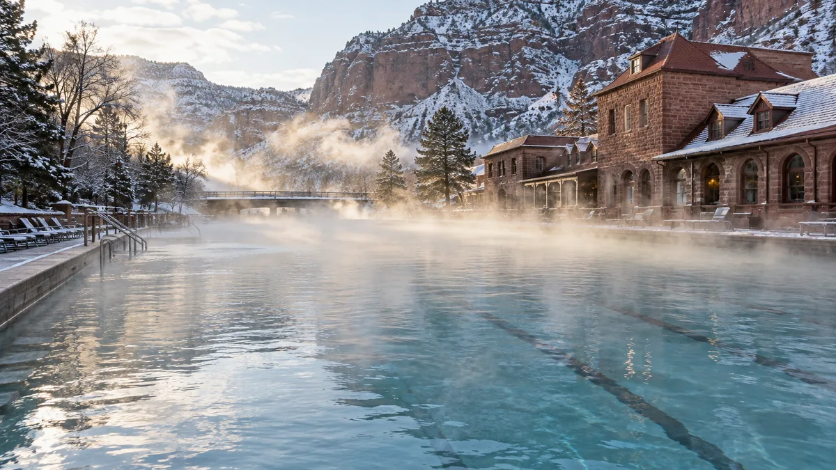 The hot springs pool at Glenwood Springs, Colorado