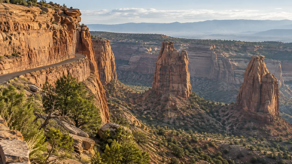 Red rock canyons and monoliths of Colorado National Monument above Grand Junction