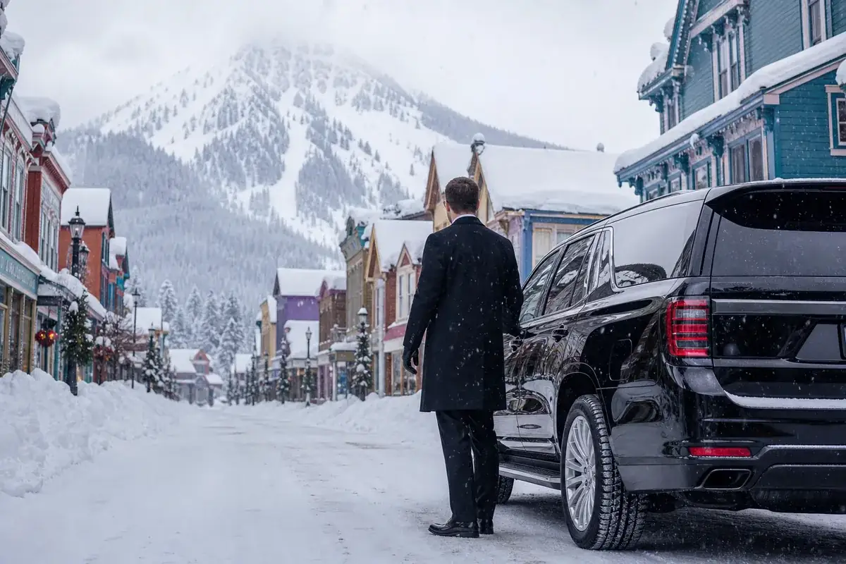 Elk Avenue in Crested Butte after a snowfall