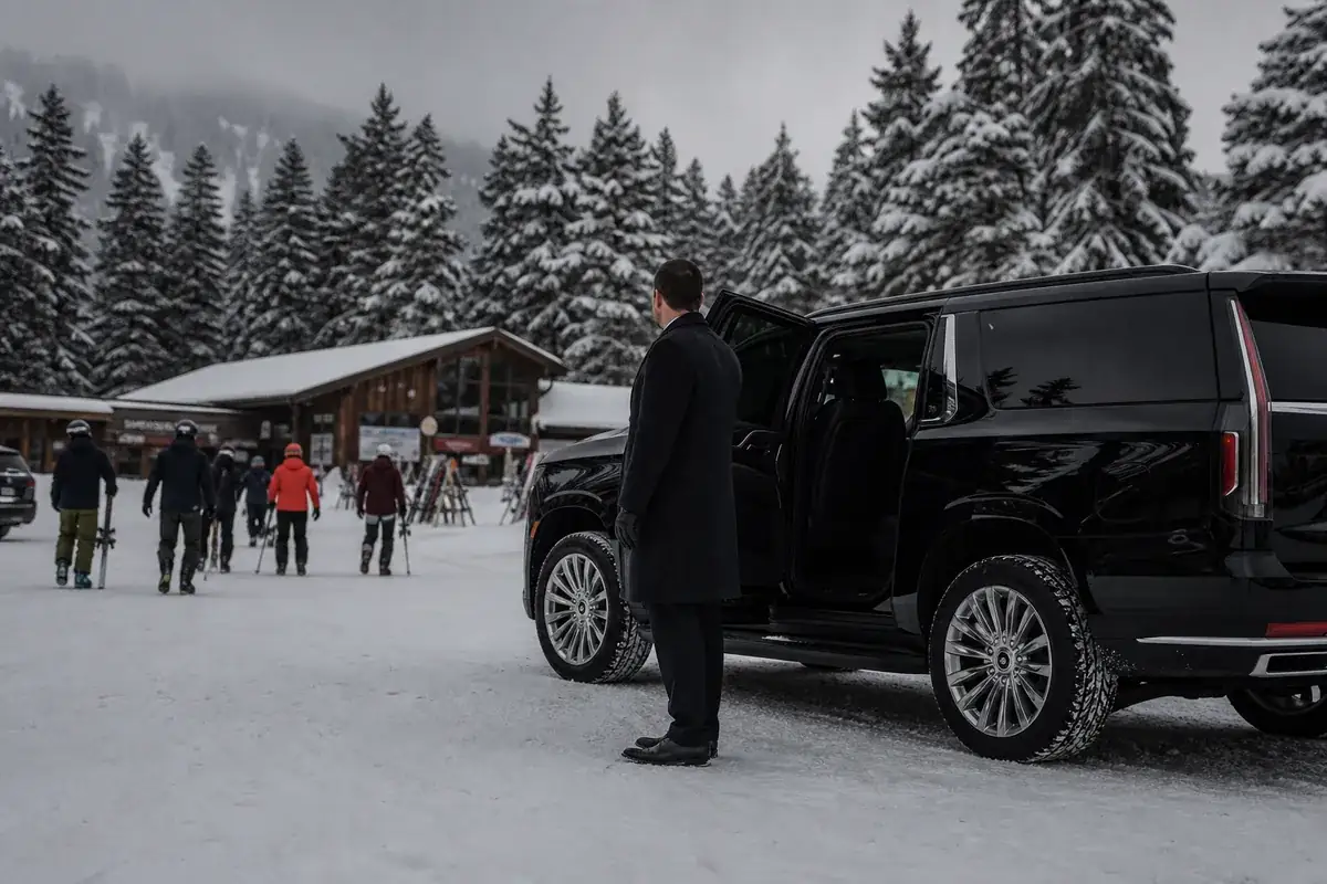 Chauffeur at the Eldora base area after a snowfall