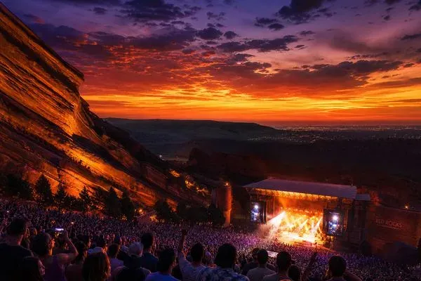 Sunset concert crowd at Red Rocks Amphitheatre