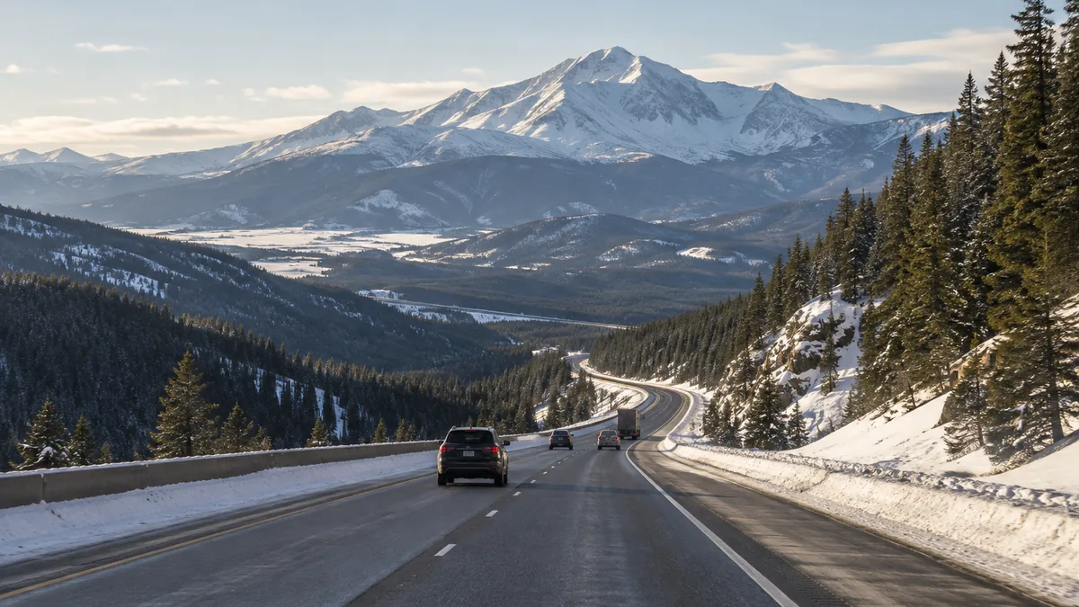 Interstate 25 crossing the divide at Monument, Colorado