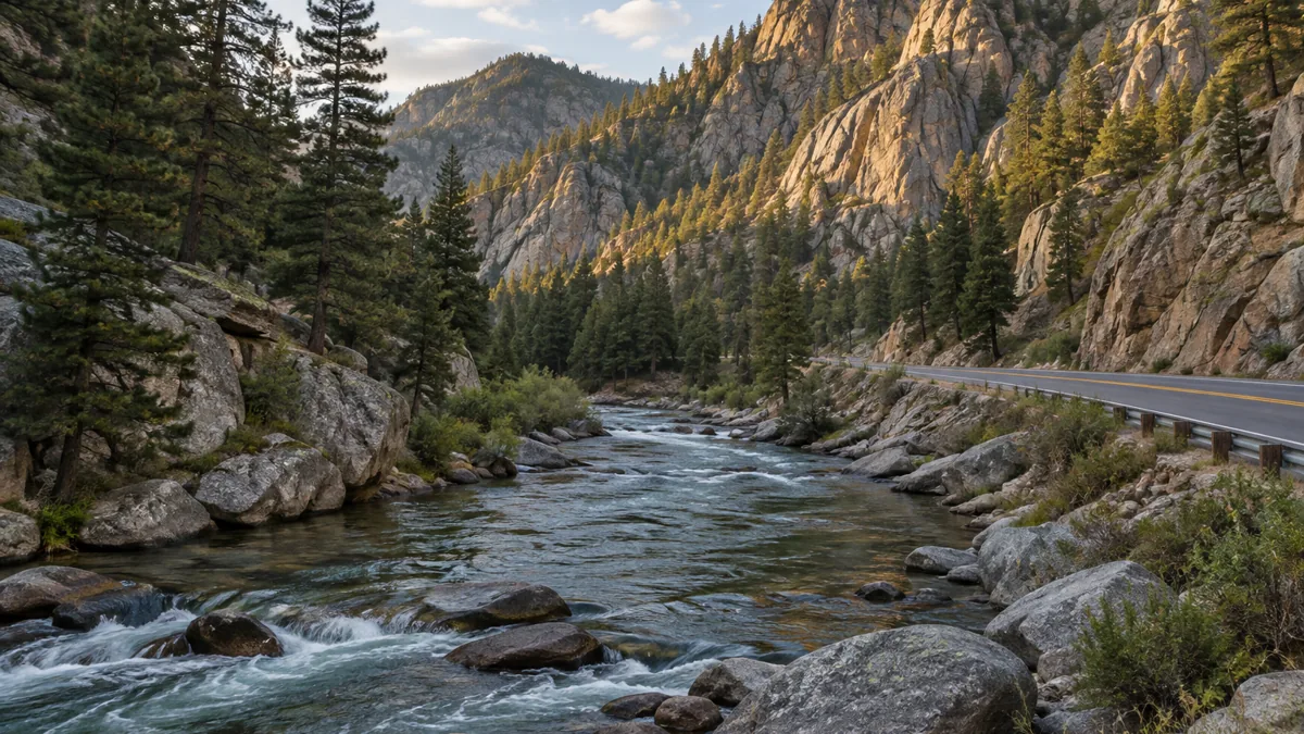 The Cache la Poudre River running through a granite canyon west of Fort Collins