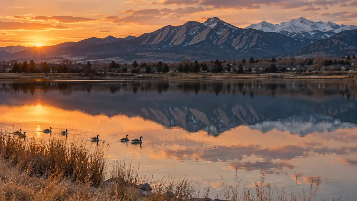 Standley Lake at sunset in Westminster, Colorado