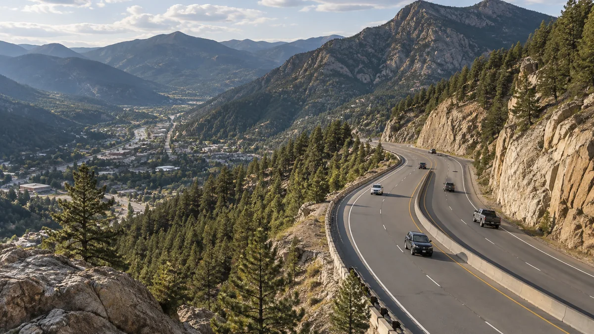 The Ute Pass highway below Woodland Park, Colorado